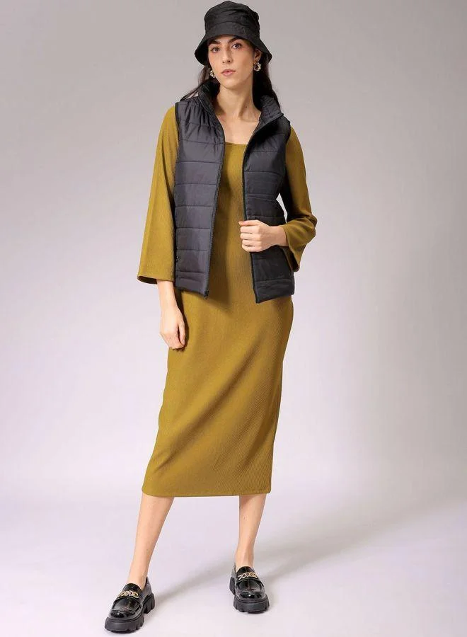 Freehand  Women Regular Fit Solid High Neck Sleeveless Quilted Jacket for Women | Best Price UAE